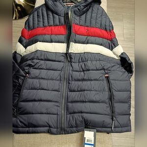 Tommy Hilfiger Black and Red Puffer Jacket